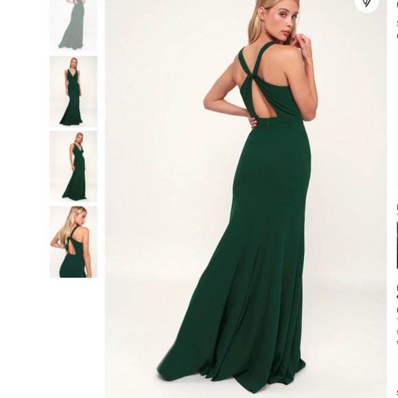 Emerald Green Evening Gown with Twist-Back cut-out - Picture 1 of 5